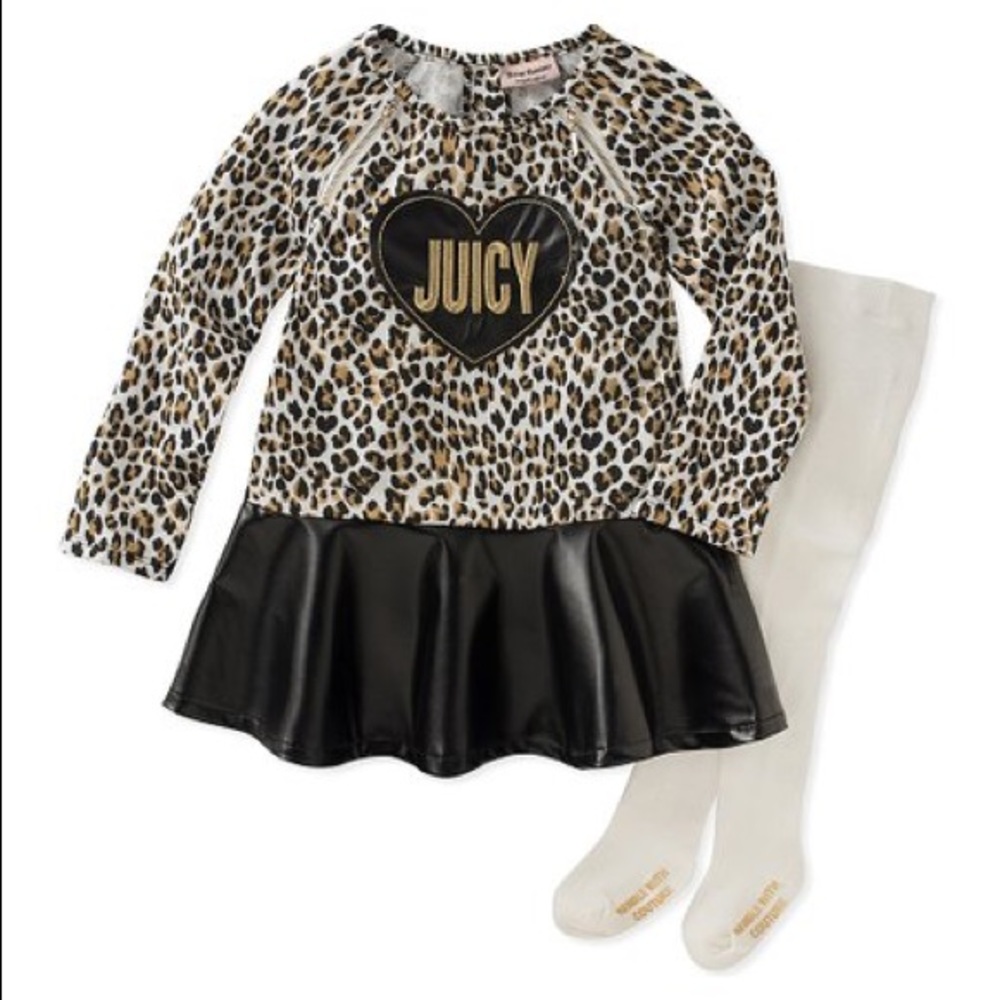 Juicy Couture Black Leopard Heart Dress & Tights